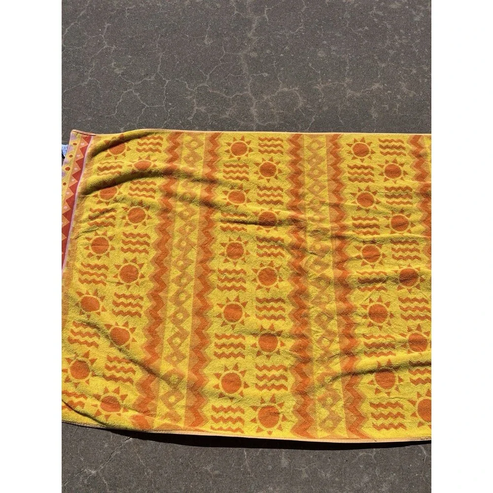 Two VTG Palm Cove Sun Beach Towels Sun Orange Floral Pink Beachtowel 100% cotton